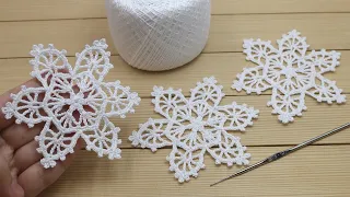 СНЕЖИНКА КРЮЧКОМ мастер-класс по вязанию МОТИВ ирландского кружева  How To Crochet a Snowflake