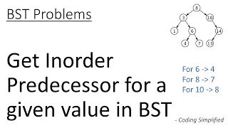 BST - 23: Get Inorder Predecessor for a given value in BST