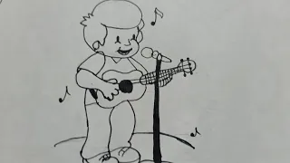 how to draw a boy playing guitar | easy to draw | Jannat art gallery