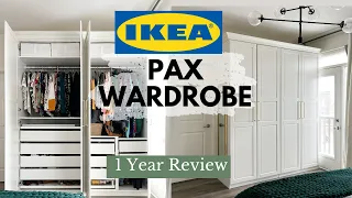 IKEA PAX Wardrobe - 1 Year Review | REAL LIFE Closet Tour | What I would do differently