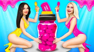 Big Bottle Candy Drink Challenge! Mukbang with Color Bottles Jelly & Funny Tricks by RATATA COOL