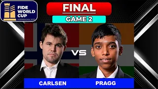 🔴 Fide World Cup 2023 | FINAL - Game 2 | Magnus Carlsen vs Rameshbabu Praggnanandhaa