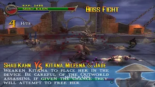 Shao Kahn VS Kitana, Mileena & Jade - Mortal Kombat Shaolin Monks | HARD 1080P Gameplay