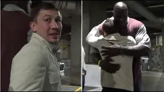 SHAQ ASKS GOLOVKIN FOR A SELFIE, SHOWS HIM MAD LOVE RIGHT AFTER WILDER VS FURY DRAW...