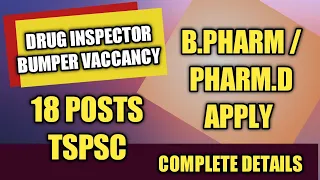 Drugs Inspector Recruitment 2022 At Telangana State Public Service Commission #TSPSC