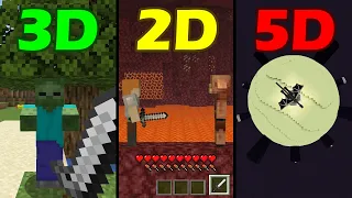 minecraft in 5D vs 3D vs 2D vs 1D be like