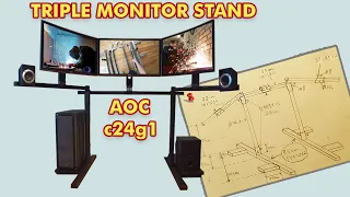 DIY - TRIPLE MONITOR STAND for AOC monitors + SKETCH!