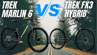 Trek Marlin 6 vs Trek Hybrib Road Test Comparison
