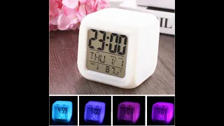 منبه ديجيتال مضئ glowing led 7 color changing digital alarm clock