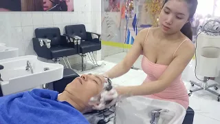 Vietnamese lady barber give me a relaxing time in her salon