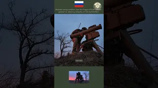 Russian army soldiers use the Fagot ATGM missile system to destroy targets on the battlefield