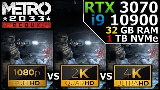 Metro 2033 Redux | 1080p vs 1440p vs 2160p | RTX 3070 | i9 10900 | 32GB RAM | 1TB NVMe