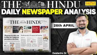 Daily HINDU for CLAT 2025 (26th April) | The HINDU by Swatantra Sir | Daily Hindu Newspaper Analysis