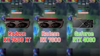 Radeon RX 7600 XT vs RX 7600 vs Geforce RTX 4060 with 7800X3D (7 Games / FHD / 1080p)