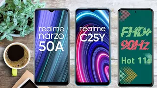 Realme Narzo 50A vs Realme C21Y vs Infinix hot 11s