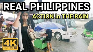 ACTION in THE RAIN | NICE WET EXPERIENCE WALKING From Commonwealth Philippines [4K] 🇵🇭