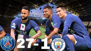 FIFA 23 - What happen  if Ronaldo Messi Neymar and mbappe play together  - PSG 27-1 MANCHESTER CITY