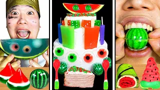 ASMR Watermelon Food Dessert GREEN RED FOODS EATING SOUNDS MUKBANG | TikTok Funny Video | HUBA