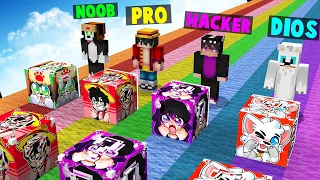 DESAFÍO de los LUCKY BLOCKS NOOB VS PRO VS HACKER VS DIOS 😱❓  ¡DESAFÍO de LUCKY BLOCKS de Los PANAS!