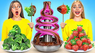 Chocolate Fountain Fondue Challenge | Edible Battle by Multi DO Challenge