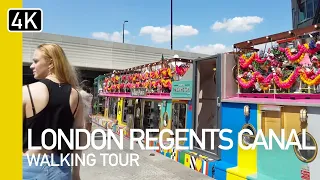 Regent's Canal, London | Walking Paddington Basin, Little Venice and Camden Lock 4K