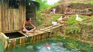 Build The Most Amazing Swimming Pool With Bamboo House For Ducks And Fish Pool