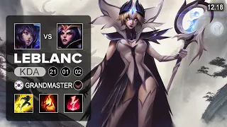 LeBlanc vs Ahri Mid - KR Grandmaster - Patch 12.18 Season 12