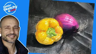 Still Life Drawing with Pastels on Toned Paper - Live Drawing Exercise