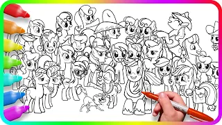 Coloring Pages MY LITTLE PONY - BIG Applejack Family / How to color My Little Pony. Easy Drawing Art