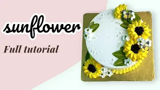 sunflower cake.whipped cream decoration.#cake #birthdaycake #cakedecorating #birthday #sunflowercake