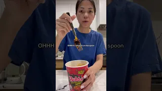 Doing the buldak 2x spicy noodle challenge