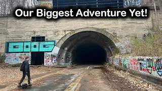 Epic Abandoned Pennsylvania Turnpike & Tunnel ( 13 Mile Stretch ) Onewheeling & Biking Exploration