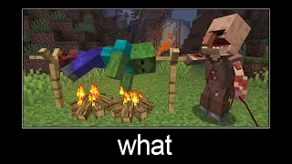 Minecraft wait what meme part 211 (Villager roasting zombies at the stake)