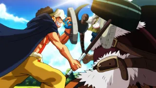 Usopp Receives the Giants' Fruit from Dorry and Broggy - One Piece