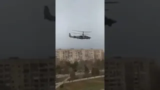 February 24, 2022 / A Russian helicopter flies from Crimea in the direction of Ukraine