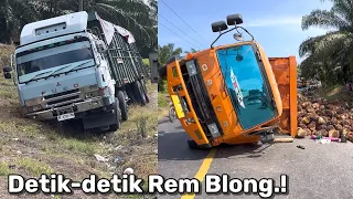 Detik-detik Rem Blong Truk Tumbang