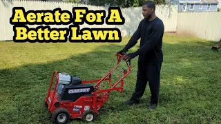 Core Aerating My Lawn With The Classen Aerator For A Better Lawn