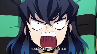 Inosuke screaming for 1 minute with subtitle