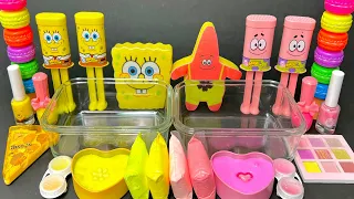 [ASMR]Mixing"SpongeBob VS PatrickStar" MakeUp Eyeshadow Into Clear Slime 스펀지밥 슬라임(50) satisfying