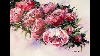 Acrylic Painting - Peonies