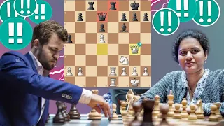 Charming Chess Game By Magnus Carlsen vs Koreru Humpy Women chess Grandmaster