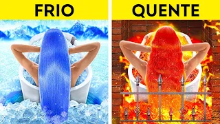 DESAFIO RADICAL: QUENTE🔥 x FRIO❄️ || Garota em Chamas x Garota Gelo! Truques para Pais, por 123 GO!