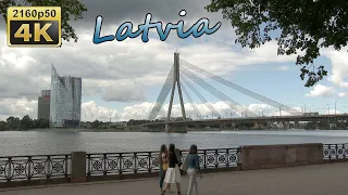 Streets of Riga, Latvia 2021 - 4K City Walking Tour with Rain Sounds 4K 60fps (UHD) | Riga - Latvia