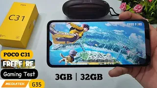 Poco C31 Free Fire Test 🔥 | Free Fire Gameplay | Mediatek Helio G35 | 3GB 32GB | Hindi