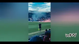 Wimbledon and MK Dons fans got into a commotion inside and outside the stadium.