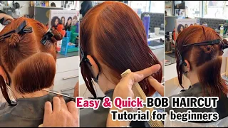 Easy & Quick BOB Haircut Tutorial for beginners Step by step | Advanced bob Haircut