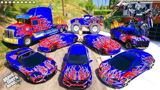 GTA 5 - Stealing TRANSFORMERS "OPTIMUS PRIME" Cars with Franklin! (Real Life Cars #263)