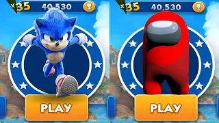 Sonic Dash vs Among Us Rush - Movie Sonic vs All Bosses Zazz Eggman - All 66 Characters Unlocked