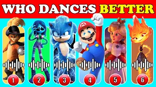 💃 Guess Who is Dancing? | Who Dances better - Super Mario Bros, Elemental, Sing 2, Ruby Gillman