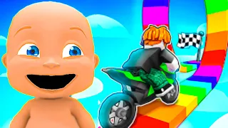 Baby Plays Bike Obby in Roblox!